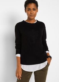 Gebreide trui met ronde hals - zwart - maat 32/34 (XS) - bonprix