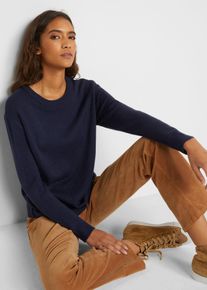 Gebreide trui met ronde hals - blauw - maat 40/42 (M) - bonprix