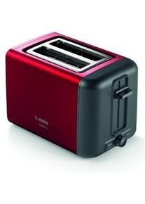 Bosch TAT3P424DE Kompakt Toaster, 970W. DesignLine, Auftau- und Aufwärmfunktion, Gleichmäßiges Röstbild, Rot