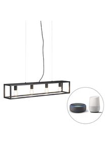 Qazqa Smart industriële hanglamp zwart incl. 4 WiFi A60 - Cage