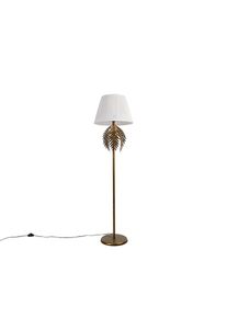 Qazqa Vloerlamp goud 145 cm met plisse kap wit 45 cm - Botanica