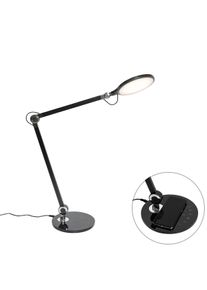 Qazqa Design tafellamp zwart incl. LED met touch en inductielader - Don