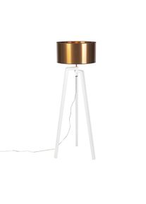 Qazqa Design vloerlamp wit met kap koper 50 cm - Puros