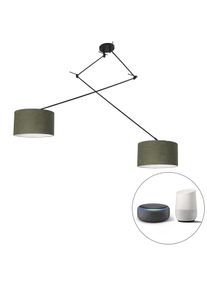 Qazqa Smart hanglamp zwart met kap 35 cm groen incl. 2 Wifi A60 - Blitz