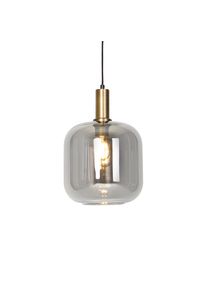 Qazqa Design hanglamp zwart met goud en smoke glas - Zuzanna