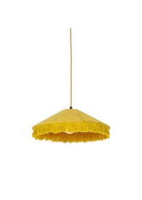Qazqa Retro hanglamp geel velours met franjes - Frills