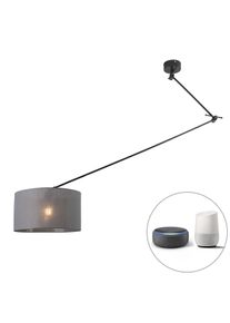 Qazqa Smart hanglamp zwart met kap donkergrijs 35 cm incl. Wifi A60 - Blitz