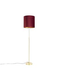 Qazqa Vloerlamp goud/messing met velours kap rood 40/40 cm - Parte