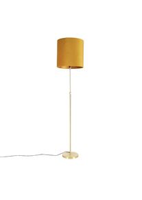 Qazqa Vloerlamp goud/messing met velours kap geel 40/40 cm - Parte