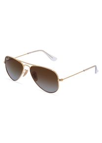Ray-Ban Junior RJ9506S | Kinder-Sonnenbrille | Fassung: Vollrand, Pilot, Metall, Gold | Glasfarbe: Braun