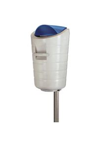 Afvalbak voor buiten, inhoud 50 l, b x h x d = 444 x 744 x 325 mm, grijs, deksel blauw