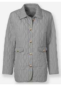 Dames Gewatteerde jas met contrastpaspels in steengrijs ,maat 38, WITT, 100% Polyester. Wattering: 100% Polyester