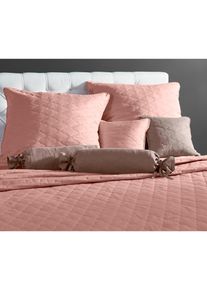 bonprix Cuvertură cu matlasare roz pat dublu 200 cm, cu spetează 280/210 cm