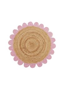 Rice - Round Jute Rug With Pink Edge