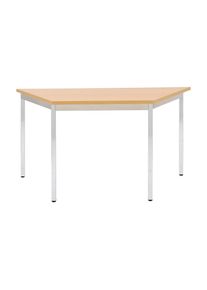 Mehrzwecktisch, trapezförmig, HxBxT 740 x 1400 x 700 mm, Platte Buche-Dekor, Gestell verchromt eurokraft basic
