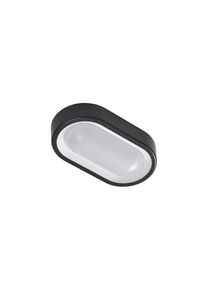 LINDBY LED-Außenwandleuchte Niniel, schwarz/weiß, oval