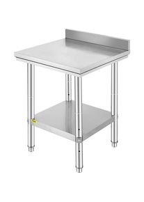 VEVOR Table de Travail Cuisine Inox 60x60x80 cm Plan Travail Cuisine 2 Etage Acier Inoxydable Charge 750 kg avec Accessoires de Montage pour