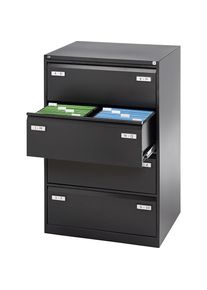 Bisley Armario para archivadores colgantes LIGHT, de 2 vía, 4 cajones, DIN A4 apaisado, negro intenso