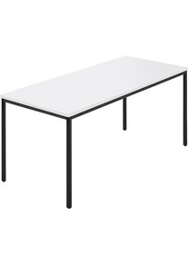 Rechtecktisch, Vierkantrohr beschichtet, BxT 1600 x 800 mm, weiß / anthrazit