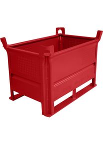 Stapelbeh&auml;lter mit Kufen, LxB 800 x 500 mm, Traglast 500 kg, rot, ab 10 Stk Heson