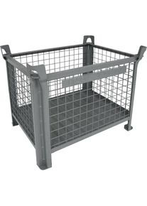 Stapelbeh&auml;lter mit Stahlblechboden, LxB 800 x 600 mm, grau lackiert, ab 10 Stk Heson