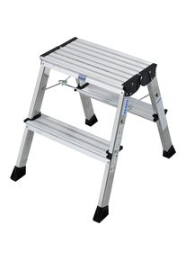 Krause Inklapbaar aluminium trapje, met wielen, 2 x 2 treden, aluminiumkleurig, vanaf 5 stuks