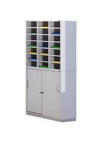 eurokraft pro Sorteeropzet met onderkast, h x b x d = 1864 x 913 x 420 mm, 21 vakken, lichtgrijs