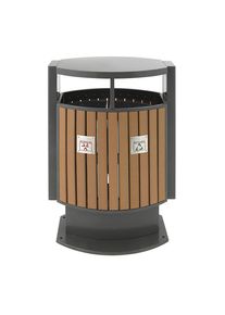 Afvalbak voor buiten, inhoud 2 x 39 l, b x h x d = 400 x 1000 x 700 mm, houtoptiek