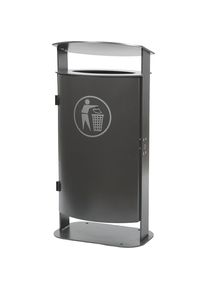 Afvalbak voor buiten, inhoud 70 l, h x b x d = 1000 x 475 x 340 mm, antraciet
