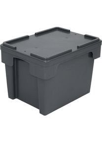 Nestbare stapelbak van HDPE, inhoud 23 l, wanden en bodem dicht, grijs