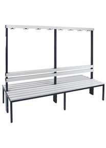 Wolf Garderobebank met leuning, dubbelzijdig, kunststof planken, lengte 2000 mm