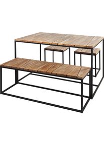 Tafelgroep voor buiten ALOIS, incl. tafel, bank, 2 krukken, zwart/robinia