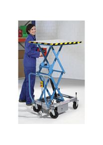 eurokraft pro Dubbele schaar-heftafelwagen, aandrijving elektrisch hydraulisch 12 V, hefvermogen 500 kg