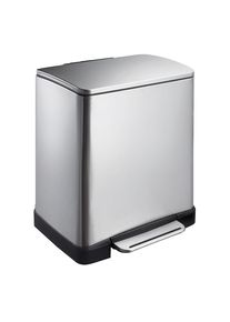 EKO Pedaalemmer van roestvast staal, hoekig, inhoud 20 l, coating met antivingerafdrukeffect