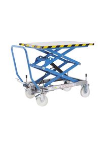 eurokraft pro Dubbele schaar-heftafelwagen, draagvermogen 500 kg, hefbereik 380 - 1315 mm, polyamide banden