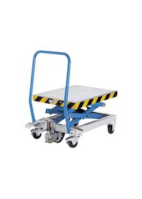 eurokraft pro Dubbele schaar-heftafelwagen, laadvermogen 250 kg, hefbereik 400 - 1155 mm, massieve rubberbanden