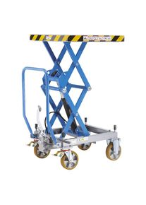 eurokraft pro Dubbele schaar-heftafelwagen, laadvermogen 1000 kg, hefbereik 470 - 1400 mm, polyurethaan banden