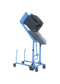 eurokraft pro Estación de volteo de contenedores de basura, hidráulica, con bomba de pedal, azul luminoso