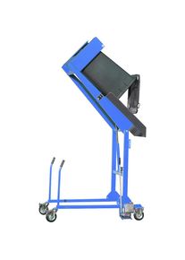 eurokraft pro Estación de volteo de contenedores de basura, hidráulica, con bomba manual, azul luminoso