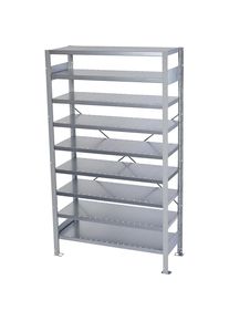 STEMO Inhaakstelling voor stellingbakken, h x b = 1790 x 1000 mm, aanbouwstelling, diepte 400 mm, zonder bakken, legborden 9 st.