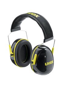 Uvex Auriculares de protección K2, con arco, SNR 32 dB, negro y amarillo