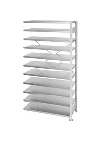STEMO Inhaakstelling voor stellingbakken, h x b = 2100 x 1000 mm, aanbouwstelling, diepte 400 mm zonder bakken