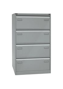 Hängeregistraturschrank LIGHT, 2-bahnig, 4 Schübe, DIN A4, silber Bisley