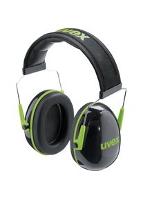 Uvex Auriculares de protección K1, con arco, SNR 28 dB, negro y verde
