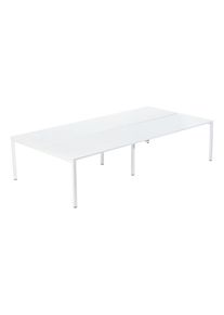 easyDesk Teambureau voor vier personen, breedte 1400 / 2800 mm, diepte 600 / 1260 mm, wit