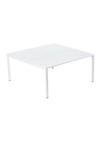 easyDesk Teambureau voor twee personen, breedte 1600 mm, diepte 600 / 1260 mm, wit