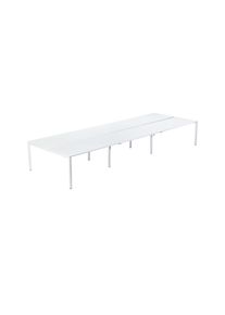 easyDesk Escritorio para equipos de 6, anchura 1400 / 4200 mm, profundidad 600 / 1260 mm, blanco