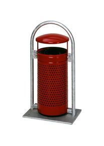 Var Afvalbak voor buiten, 65 l, staal, b x h x d = 580 x 1145 x 380 mm, met buisetage en dak, purperrood