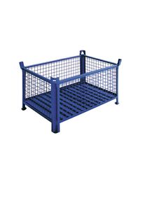 Stapelbeh&auml;lter mit Stahlblechboden, LxB 1000 x 800 mm, blau lackiert, ab 10 St&uuml;ck Heson