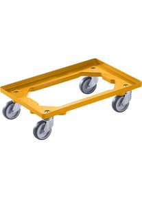 Profi-Fahrgestell, 600 x 400 mm, 4 Lenkrollen mit Gummibandage, gelb, ab 20 Stk eurokraft basic